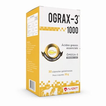 Ograx-3 Cães 1000mg 30 cápsulas - Avert Ograx-3 Cães 1000mg 30 cápsulas - Avert