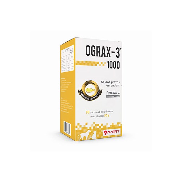 Ograx-3 Cães 1000mg 30 cápsulas - Avert