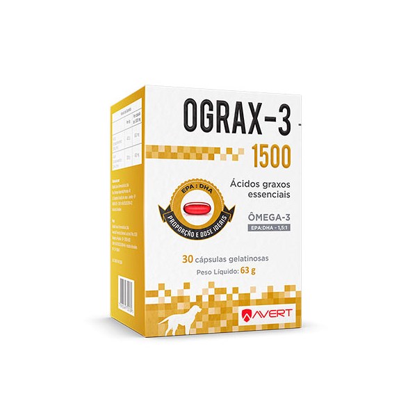 Ograx-3 Cães 1500mg 30 cápsulas - Avert