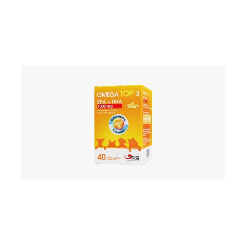 Omega TOP 3 EPA+DHA 1000mg 40 cápsulas - Agener União - Águia veterinária