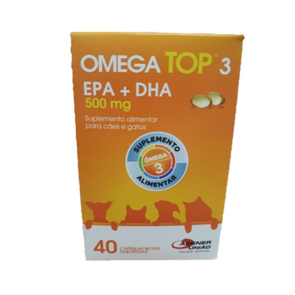 Omega Top 3 EPA+DHA 500mg 40 cápsulas - Agener União Omega Top 3 EPA+DHA 500mg 40 cápsulas - Agener União