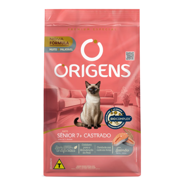 Origens Premium Especial Gato Sênior 7+ Castrado Sabor Salmão Origens Premium Especial Gato Sênior 7+ Castrado Sabor Salmão