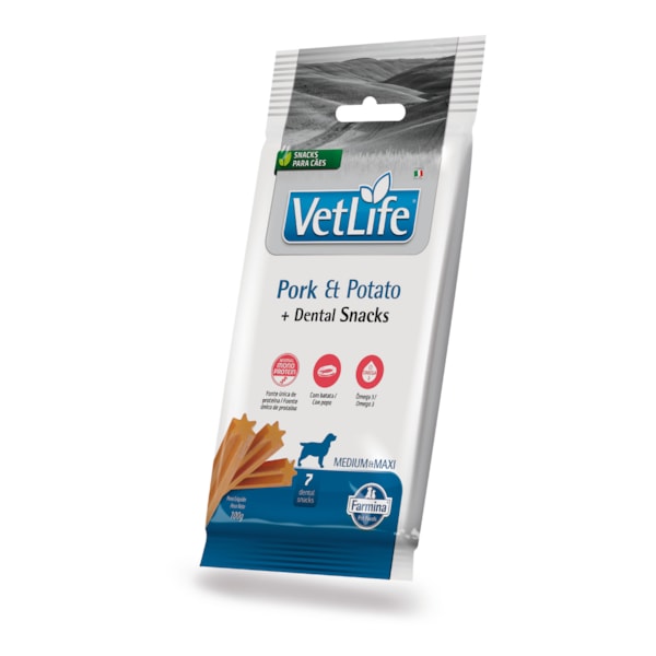 Petisco Dental Vet Life Pork Potato para Cães de Raças Médias e Grandes 100g Petisco Dental Vet Life Pork Potato para Cães de Raças Médias e Grandes 100g