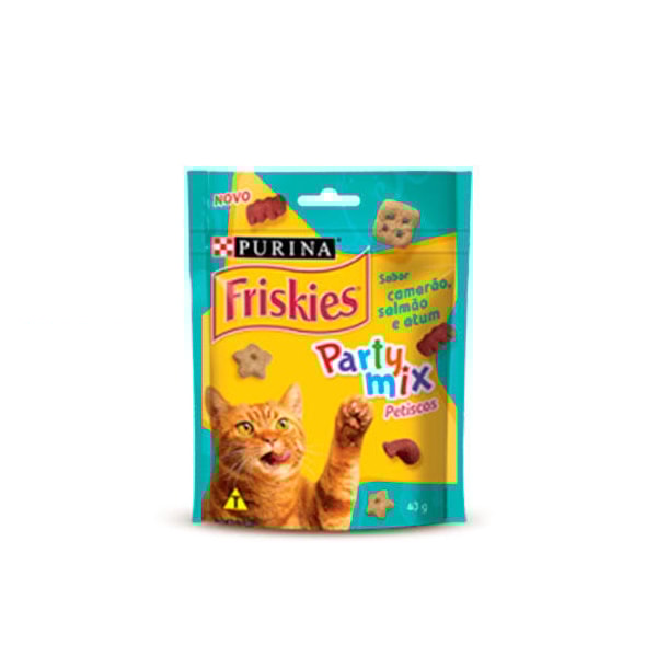 Petisco Purina Friskies Party Mix Camarão, Salmão e Atum - Gatos Adultos Petisco Purina Friskies Party Mix Camarão, Salmão e Atum - Gatos Adultos