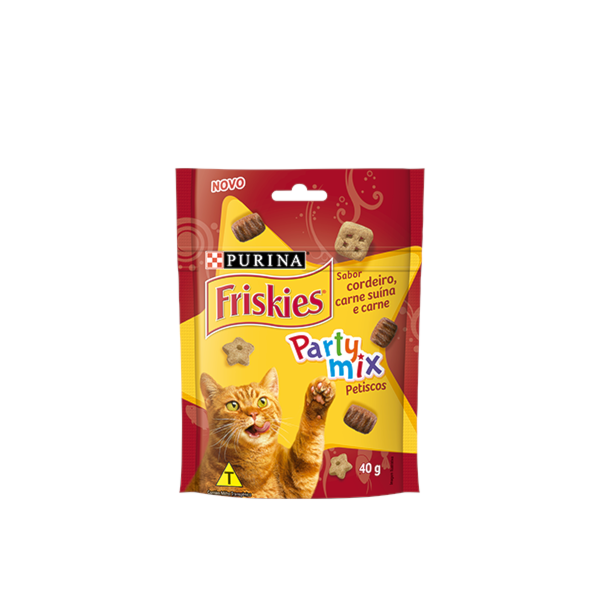 Petisco Purina Friskies Party Mix Cordeiro, Carne Suína e Carne - Gatos Adultos Petisco Purina Friskies Party Mix Cordeiro, Carne Suína e Carne - Gatos Adultos