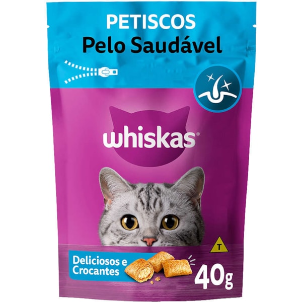Petisco Whiskas Temptations Pelo Saudável para Gatos Adultos 40 g - Whiskas Petisco Whiskas Temptations Pelo Saudável para Gatos Adultos 40 g - Whiskas