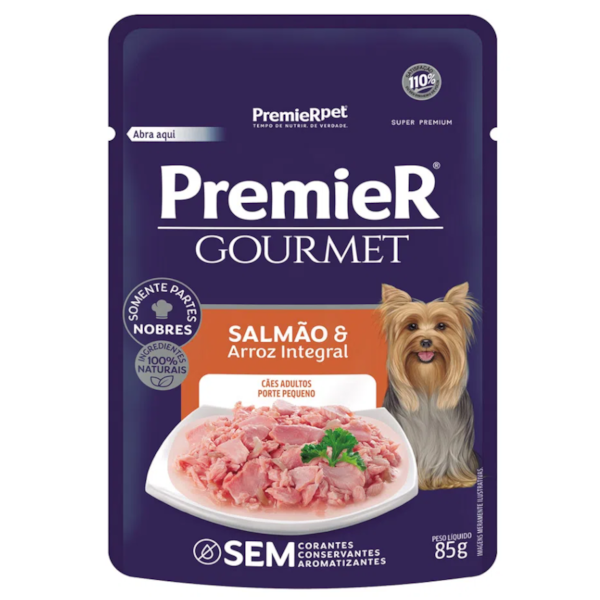 Premier Gourmet Sachê Cães Adulto Pequeno Salmão 85g - Premier Premier Gourmet Sachê Cães Adulto Pequeno Salmão 85g - Premier