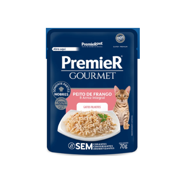 Premier Gourmet Sachê Gatos Filhote Frango 70g - Premier Premier Gourmet Sachê Gatos Filhote Frango 70g - Premier