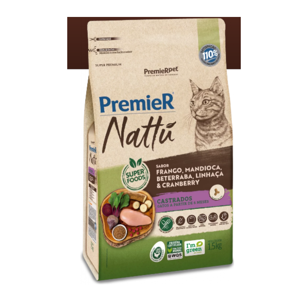 Premier Nattú Gatos Adulto Castrado Mandioca - Premier Premier Nattú Gatos Adulto Castrado Mandioca - Premier