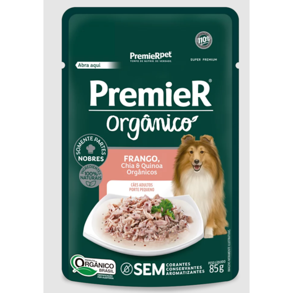 Premier Orgânico Sachê Cães Adultos Pequeno Porte Frango Chia e Quinoa - Premier Premier Orgânico Sachê Cães Adultos Pequeno Porte Frango Chia e Quinoa - Premier