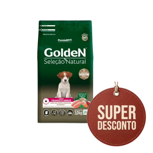 Promo Golden Seleção Natural Filhotes sabor Frango e Arroz 3kg Promo Golden Seleção Natural Filhotes sabor Frango e Arroz 3kg