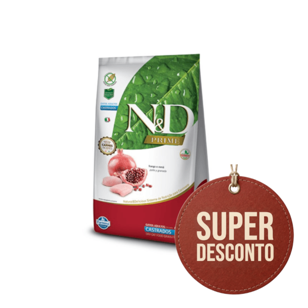 Promo N&D Prime Gatos Castrados Frango 7,5kg Promo N&D Prime Gatos Castrados Frango 7,5kg