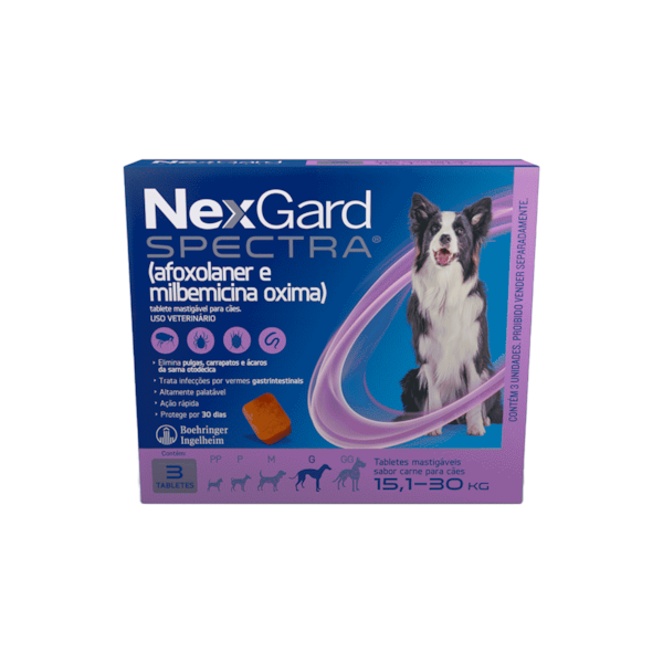 Promo Nexgard Spectra 15,1 a 30kg Combo para Cães de porte G - 3 Tabletes - Boehringer Ingelheim