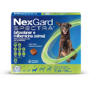 Promo Nexgard Spectra M Cães 7,6 a 15 Kg - Antipulgas, Carrapatos e Vermífugo 1 tablete