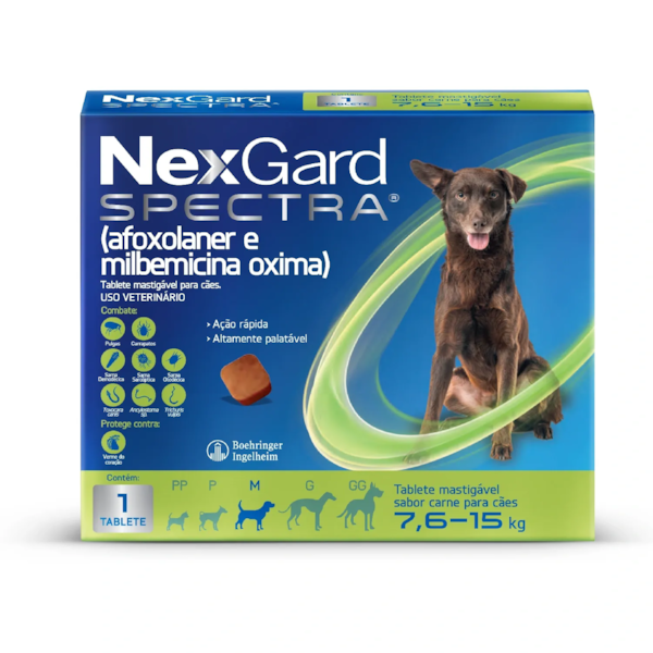 Promo Nexgard Spectra M Cães 7,6 a 15 Kg - Antipulgas, Carrapatos e Vermífugo 1 tablete Promo Nexgard Spectra M Cães 7,6 a 15 Kg - Antipulgas, Carrapatos e Vermífugo 1 tablete