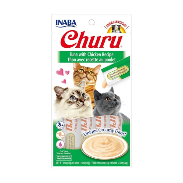 Purê Churu Atum com Galinha para Gatos 56g - Inaba Purê Churu Atum com Galinha para Gatos 56g - Inaba