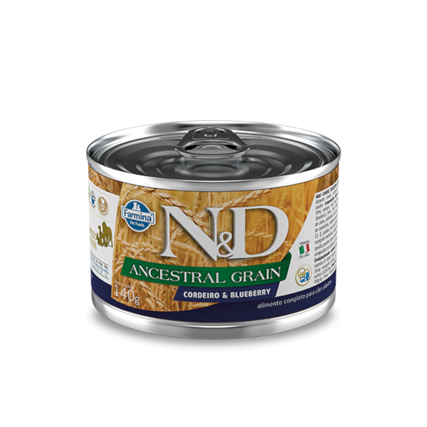 Ração Farmina N&D Ancestral Grain Lata Cordeiro e Blueberry - Cães Adultos Ração Farmina N&D Ancestral Grain Lata Cordeiro e Blueberry - Cães Adultos