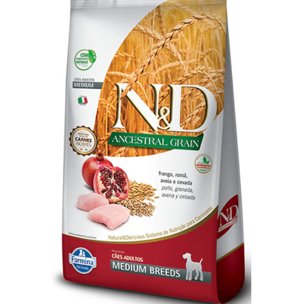 Ração Farmina N&D Ancestral Grain Medium Breeds - N&D Ração Farmina N&D Ancestral Grain Medium Breeds - N&D