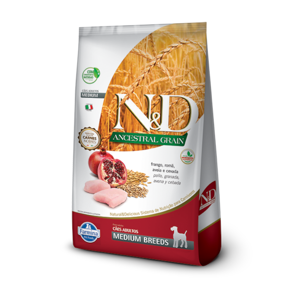 Ração Farmina N&D Ancestral Grain Raças Grande Frango e Romã - Cães Adultos