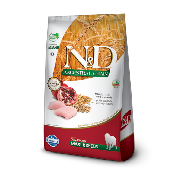 Ração Farmina N&D Ancestral Grain Raças Grandes e Gigantes Sabor Frango e Romã - Cães Adultos Ração Farmina N&D Ancestral Grain Raças Grandes e Gigantes Sabor Frango e Romã - Cães Adultos