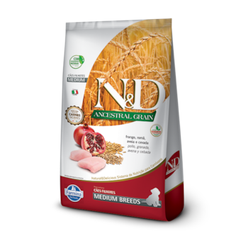 Ração Farmina N&D Ancestral Grain Raças Médias Frango e Romã - Cães Filhotes Ração Farmina N&D Ancestral Grain Raças Médias Frango e Romã - Cães Filhotes