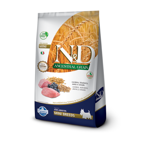 Ração Farmina N&D Ancestral Grain Raças Pequenas Cordeiro e Blueberry - Cães Adultos