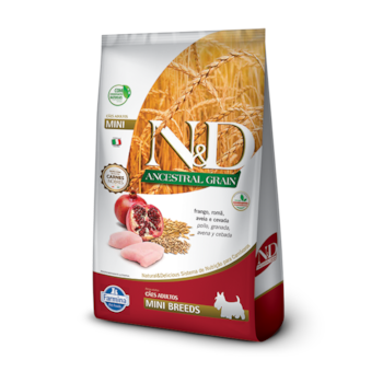 Ração Farmina N&D Ancestral Grain Raças Pequenas Frango e Romã - Cães Adultos Ração Farmina N&D Ancestral Grain Raças Pequenas Frango e Romã - Cães Adultos