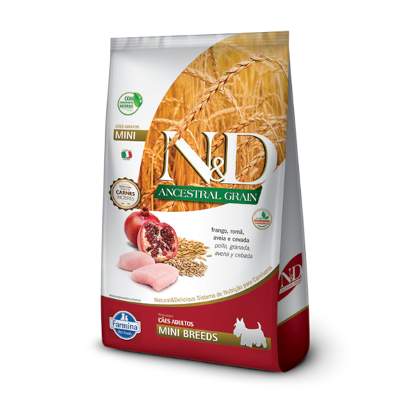 Ração Farmina N&D Ancestral Grain Raças Pequenas Frango e Romã - Cães Adultos