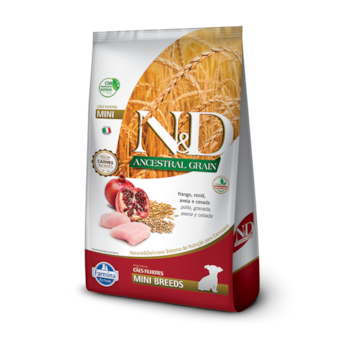 Ração Farmina N&D Ancestral Grain Raças Pequenas Frango e Romã - Cães Filhotes Ração Farmina N&D Ancestral Grain Raças Pequenas Frango e Romã - Cães Filhotes