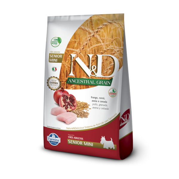 Ração Farmina N&D Ancestral Grain Raças Pequenas Frango e Romã - Cães Idosos Ração Farmina N&D Ancestral Grain Raças Pequenas Frango e Romã - Cães Idosos