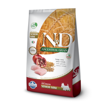 Ração Farmina N&D Ancestral Grain Raças Pequenas Frango e Romã - Cães Idosos Ração Farmina N&D Ancestral Grain Raças Pequenas Frango e Romã - Cães Idosos