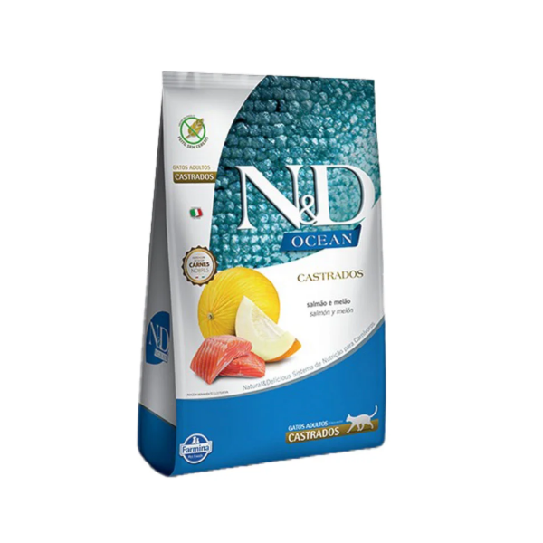 Ração Farmina N&D Ocean Castrados Salmão e Melão Gatos Adultos 1,5kg - N&D