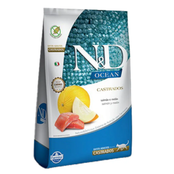 Ração Farmina N&D Ocean Castrados Salmão e Melão Gatos Adultos - N&D Ração Farmina N&D Ocean Castrados Salmão e Melão Gatos Adultos - N&D