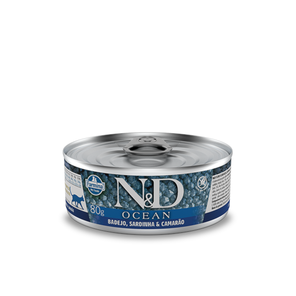 Ração Farmina N&D Ocean Lata Badejo, Sardinha e Camarão - Gatos Adultos Ração Farmina N&D Ocean Lata Badejo, Sardinha e Camarão - Gatos Adultos