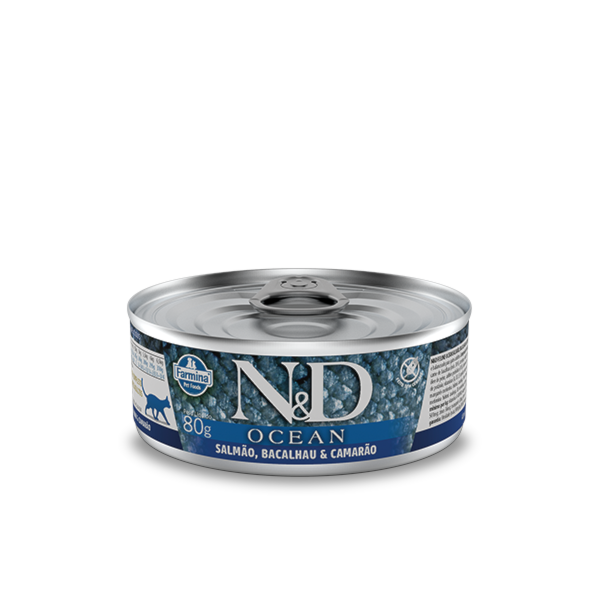 Ração Farmina N&D Ocean Lata Salmão, Bacalhau e Camarão - Gatos Adultos Ração Farmina N&D Ocean Lata Salmão, Bacalhau e Camarão - Gatos Adultos