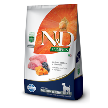 Ração Farmina N&D Pumpkin Raças Médias Cordeiro, Abóbora e Bluberry - Cães Adultos Ração Farmina N&D Pumpkin Raças Médias Cordeiro, Abóbora e Bluberry - Cães Adultos