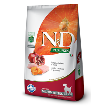 Ração Farmina N&D Pumpkin Raças Médias Frango, Abóbora e Romã - Cães Adultos