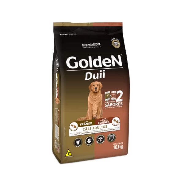 Ração Golden Duii Frango e Carne Cães Adultos 10,1kg - Golden Ração Golden Duii Frango e Carne Cães Adultos 10,1kg - Golden