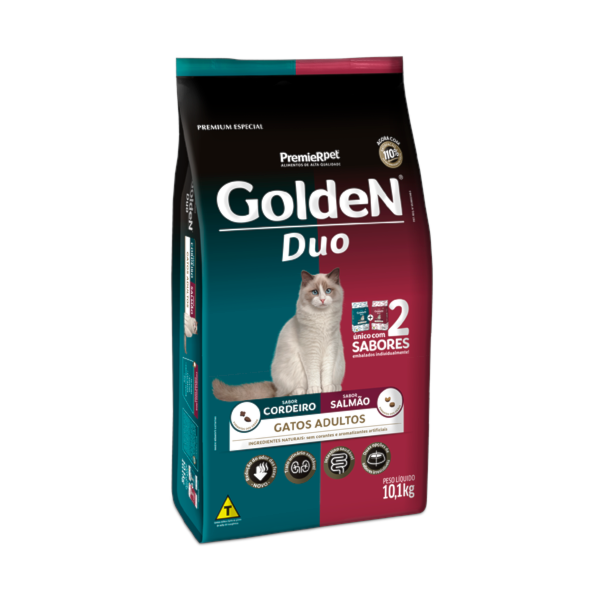 Ração Golden Duo Cordeiro e Salmão Gatos Adultos - Golden Ração Golden Duo Cordeiro e Salmão Gatos Adultos - Golden