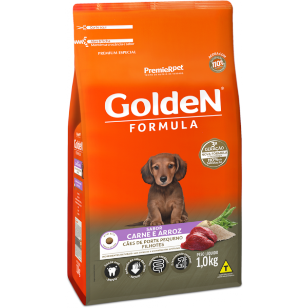 Ração Golden Formula Carne e Arroz Raças Pequenas Cães Filhotes - Golden