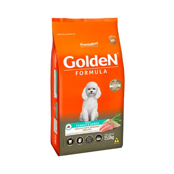 Ração Golden Formula Frango e Arroz Raças Pequenas Cães Adultos - Golden