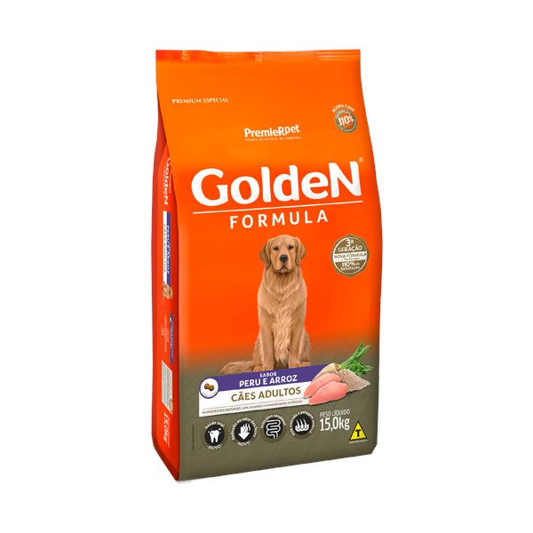 Ração Golden Formula Peru e Arroz Cães Adultos - Golden