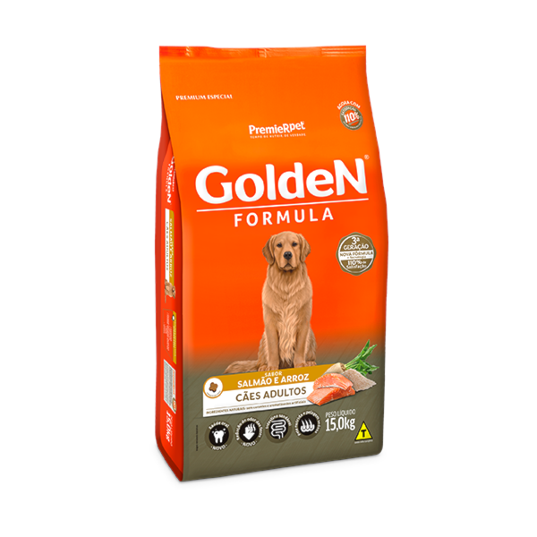 Ração Golden Formula Salmão e Arroz Cães Adultos - Golden Ração Golden Formula Salmão e Arroz Cães Adultos - Golden