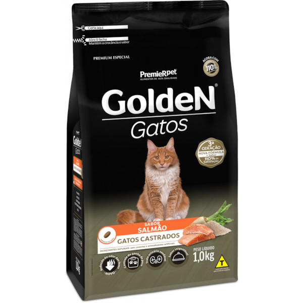 Ração Golden Salmão Gatos Adultos Castrados - Golden Ração Golden Salmão Gatos Adultos Castrados - Golden