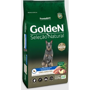 Ração Golden Seleção Natural Cães Adultos Sabor Frango com Batata Doce 12kg - Golden