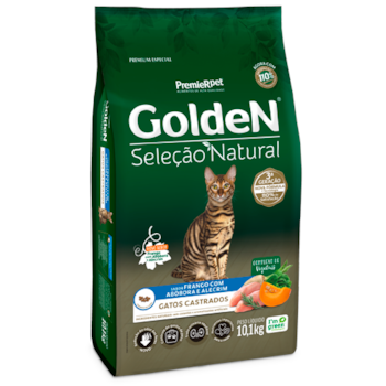 Ração Golden Seleção Natural Frango com Abóbora e Alecrim Gatos Adultos Castrados - Premier Ração Golden Seleção Natural Frango com Abóbora e Alecrim Gatos Adultos Castrados - Premier