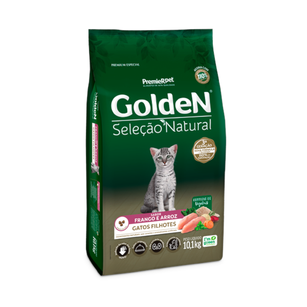 Ração Golden Seleção Natural Frango e Arroz Gatos Filhotes - Premier