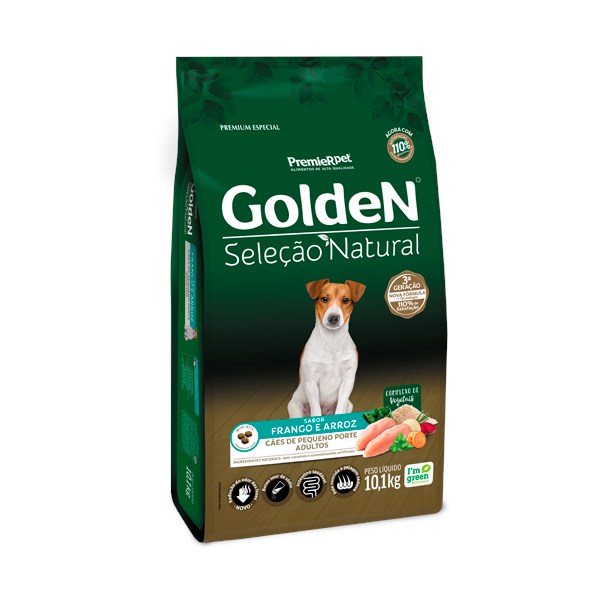 Ração Golden Seleção Natural Frango e Arroz Raças Pequenas Cães Adultos - Golden