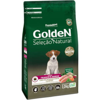 Ração Golden Seleção Natural Frango e Arroz Raças Pequenas Cães Filhotes - Golden