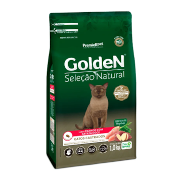 Ração Golden Seleção Natural Gatos Castrados Sabor Frango com Batata Doce - Premier